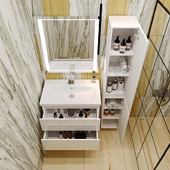 Style Line Мебель для ванной Даймонд 80 Люкс белая, PLUS подвесная – фотография-10